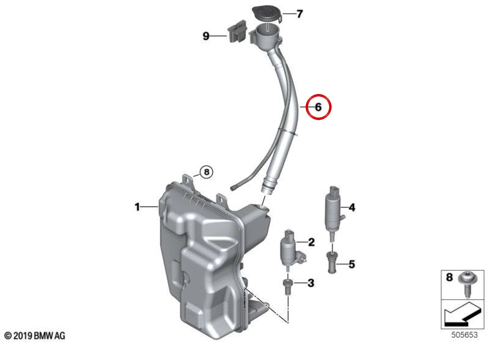 BMW F39 F45 F46 F48 Cam Suyu Doldurma Kanalı 61667301629