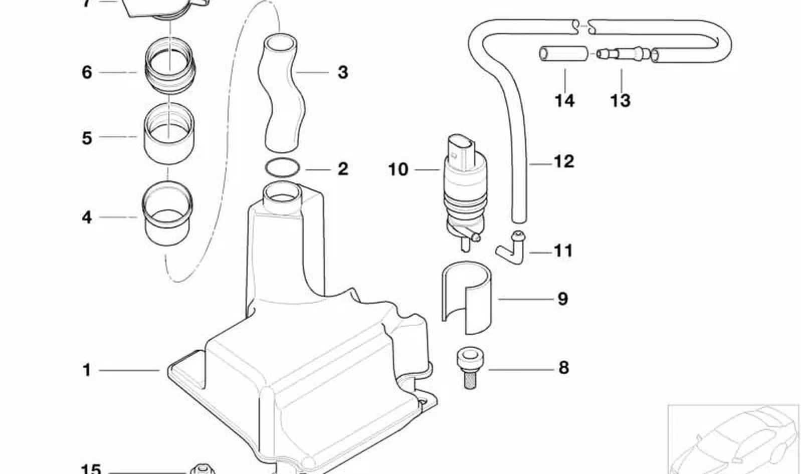 BMW 3 Serisi E46 Cam Yıkama Suyu Dolum Borusu 61687010987
