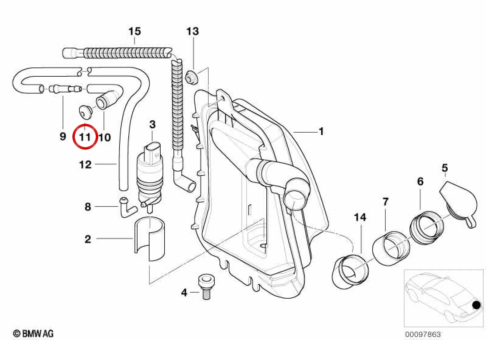 BMW E46 E53 Arka Cam Yıkama Fıskiyesi 61688220823