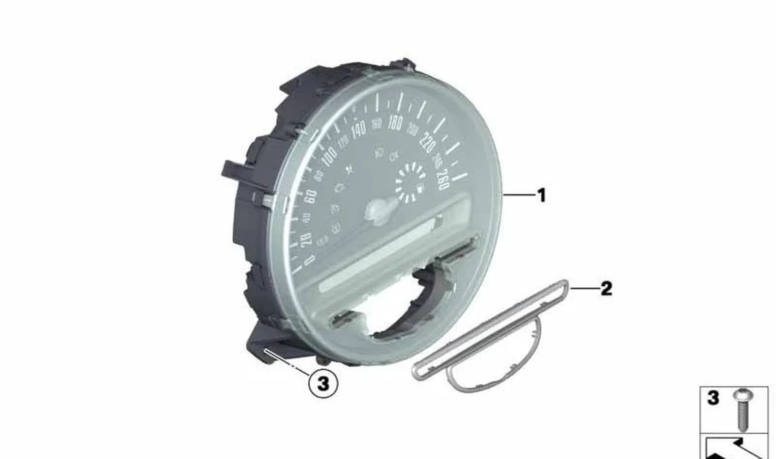 BMW MINI R55 R56 R57 Devir Saati Göstergesi Gümüş 62109233767