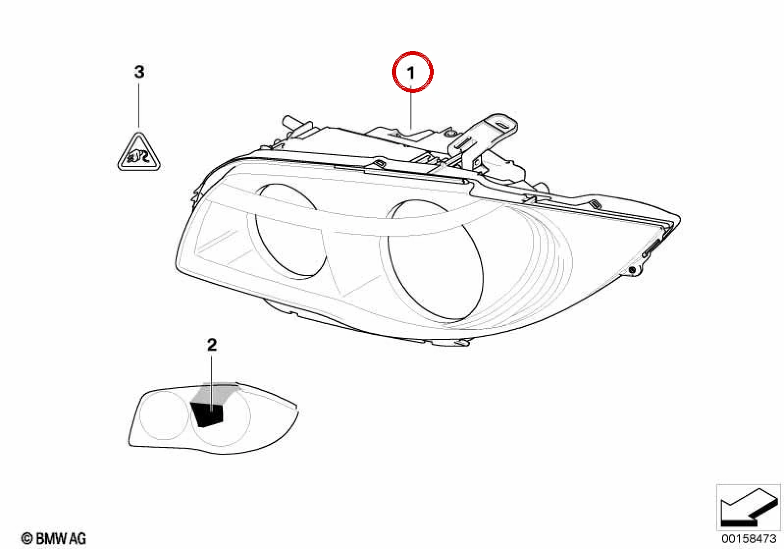 BMW 1 Serisi E81 E82 E87 E88 Sağ Ön AHL Xenon Far 63117181296