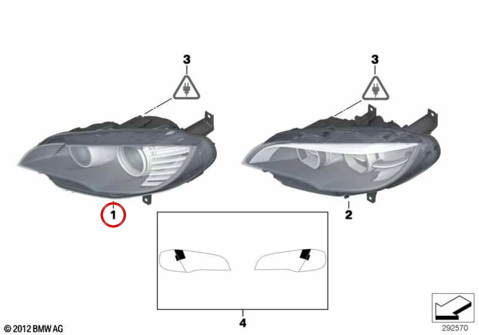 BMW E70 E71 Ön Sağ Bi-Xenon Far 63117287012