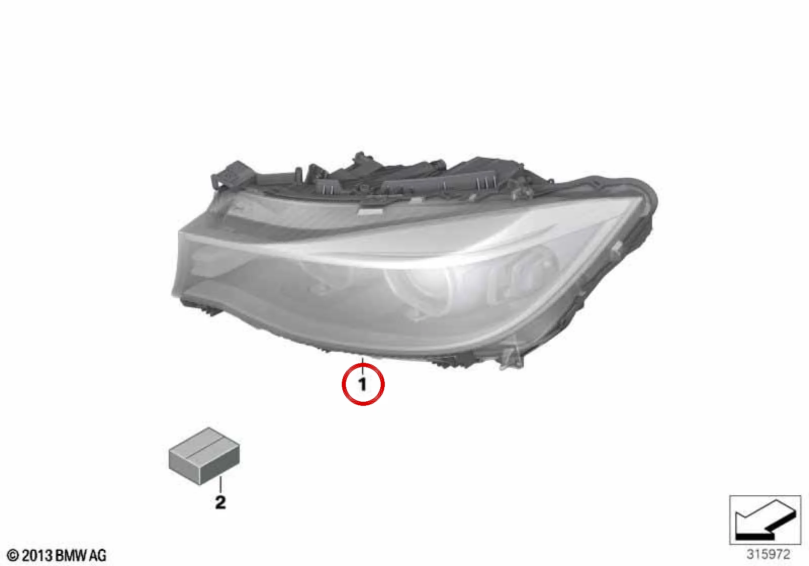 BMW 3 Serisi F34 Ön Sağ Far 63117355552
