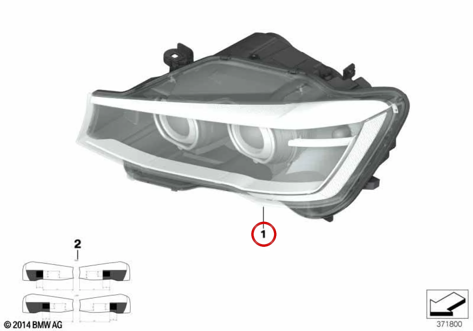 BMW F25 F26 Sağ Ön AHL Xenon Far 63117401142