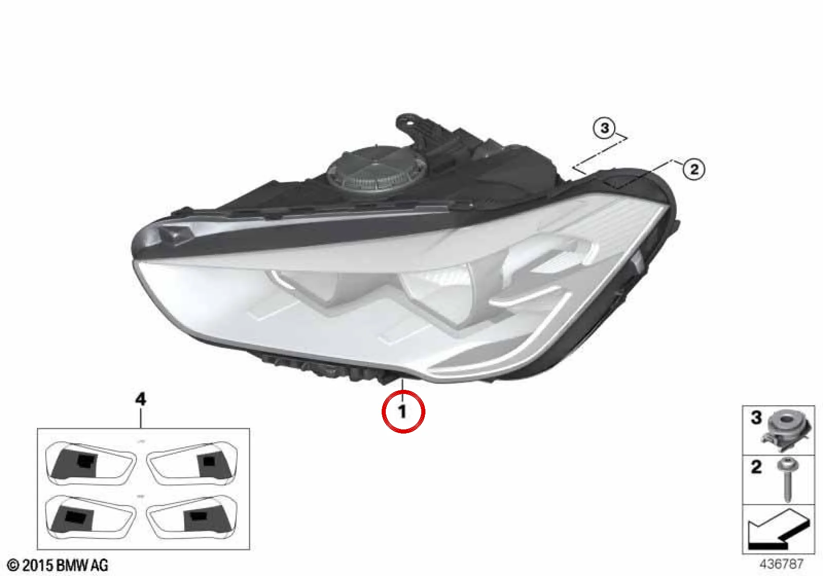 BMW X1 F48 Sol LED Ön Far 63117428739
