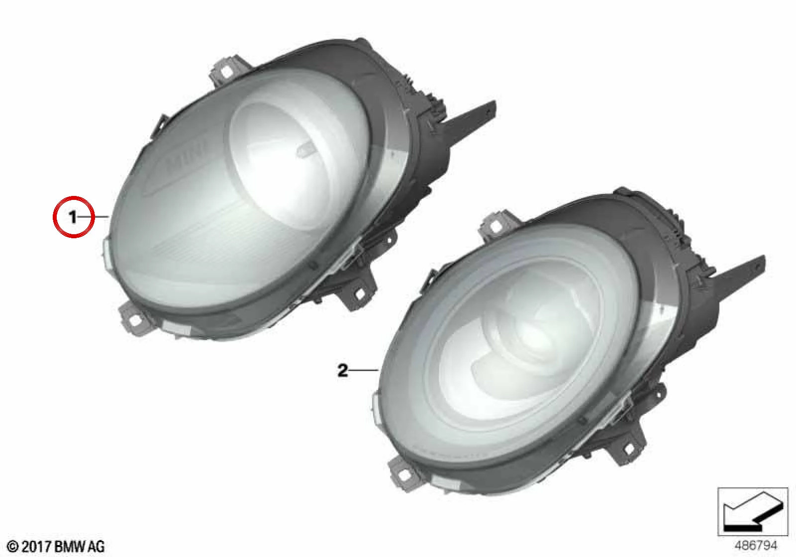 BMW MINI F54 F55 F56 F57 Beyaz Sinyalli Sol Ön Far 63117433791