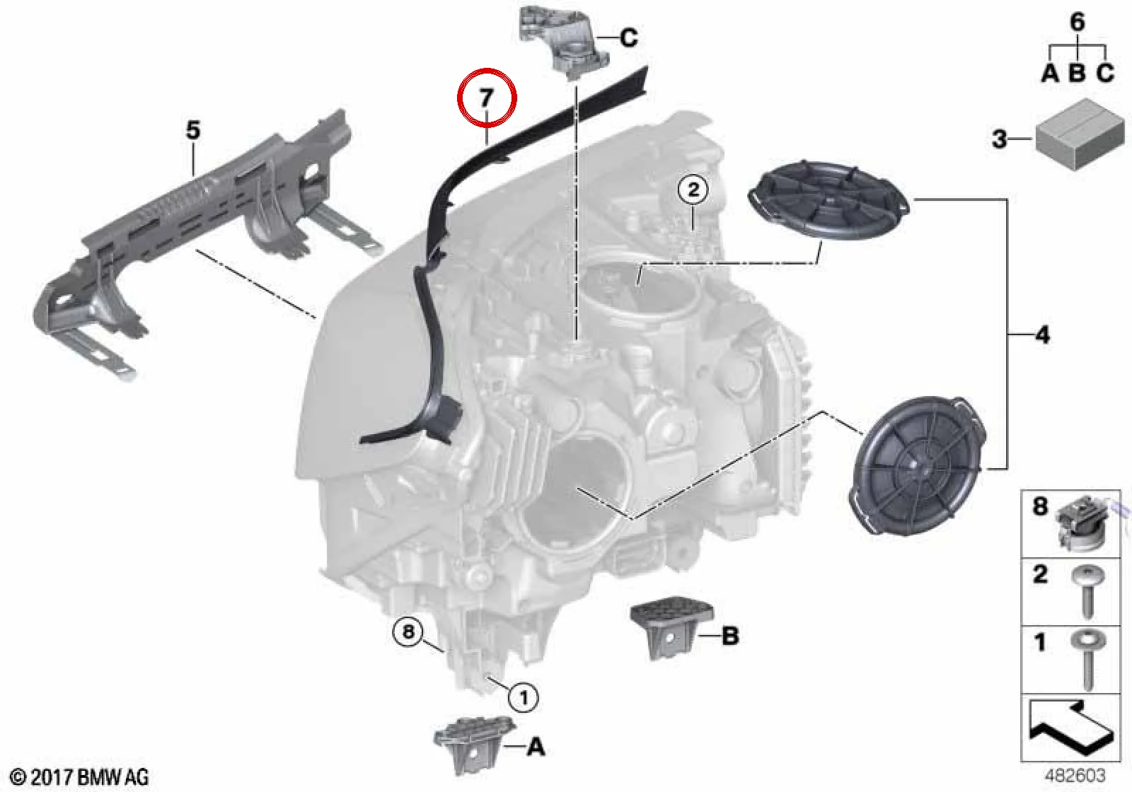 BMW 6 Serisi G32 Sol Far Contası 63117461891