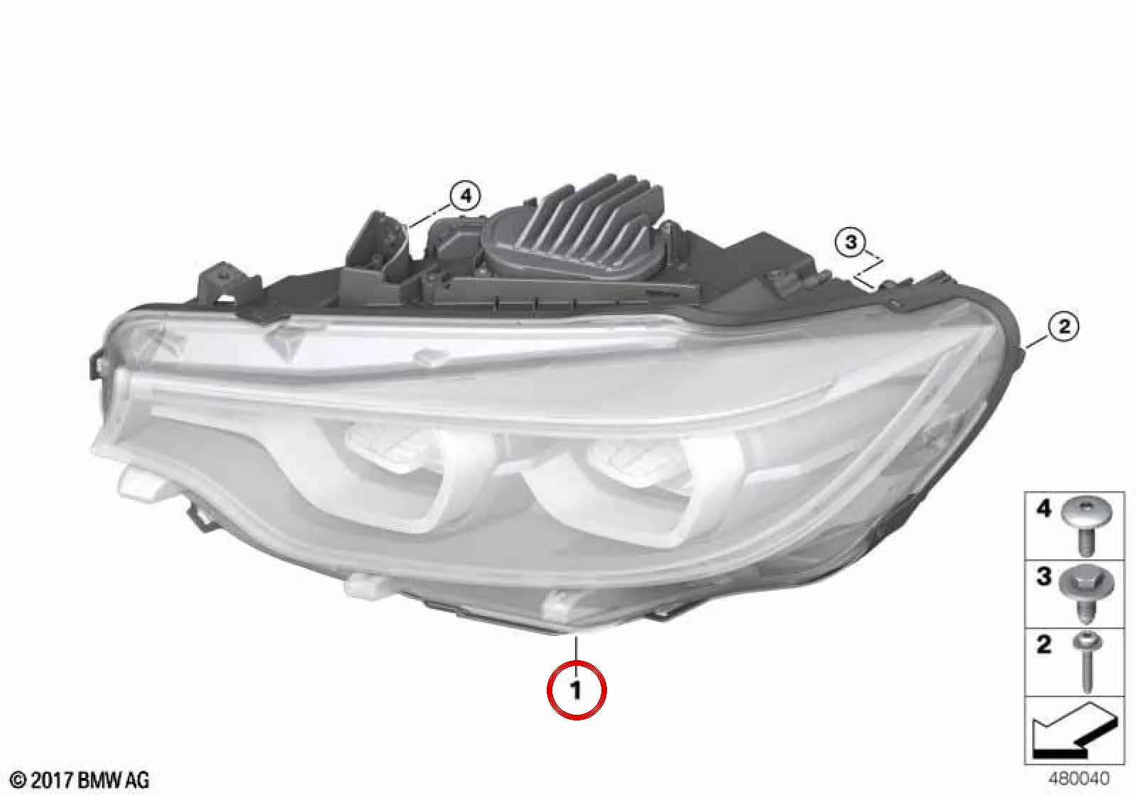 BMW 4 Serisi F32 F33 F36 F83 Sol Ön LED AHL Far 63117478535