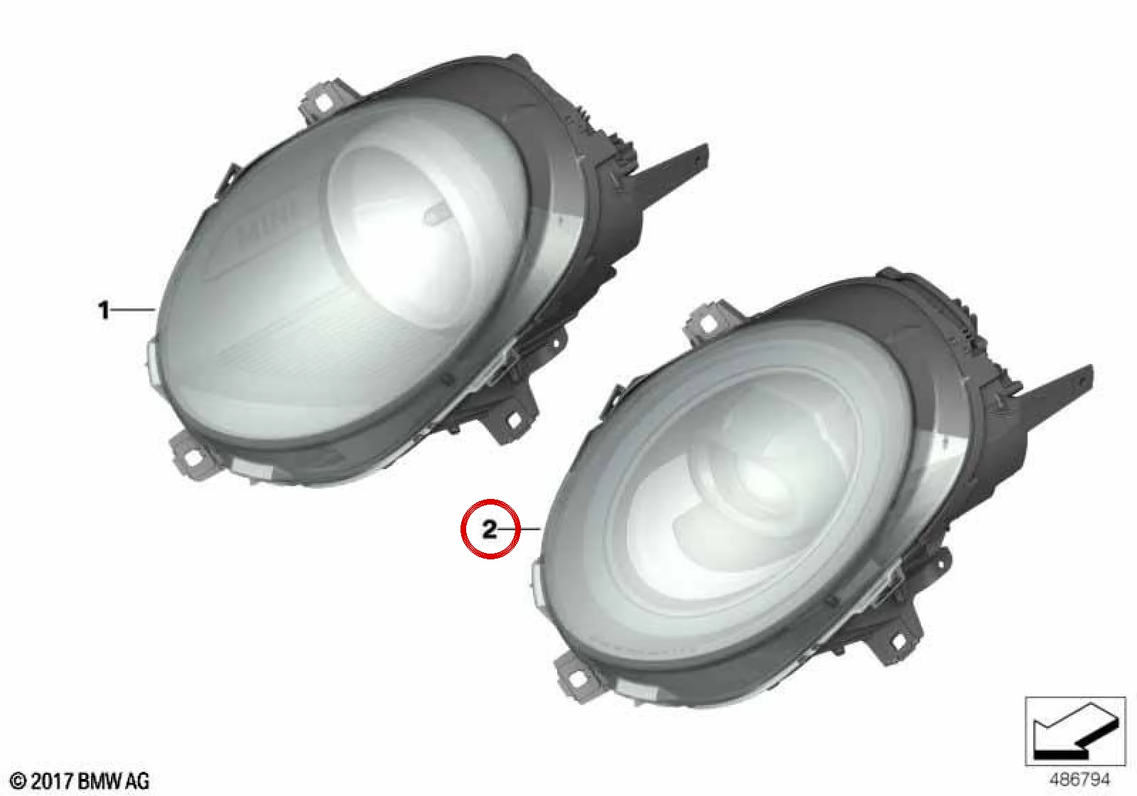 BMW MINI F54 F55 F56 F57 Sağ Ön LED Far 63118737594
