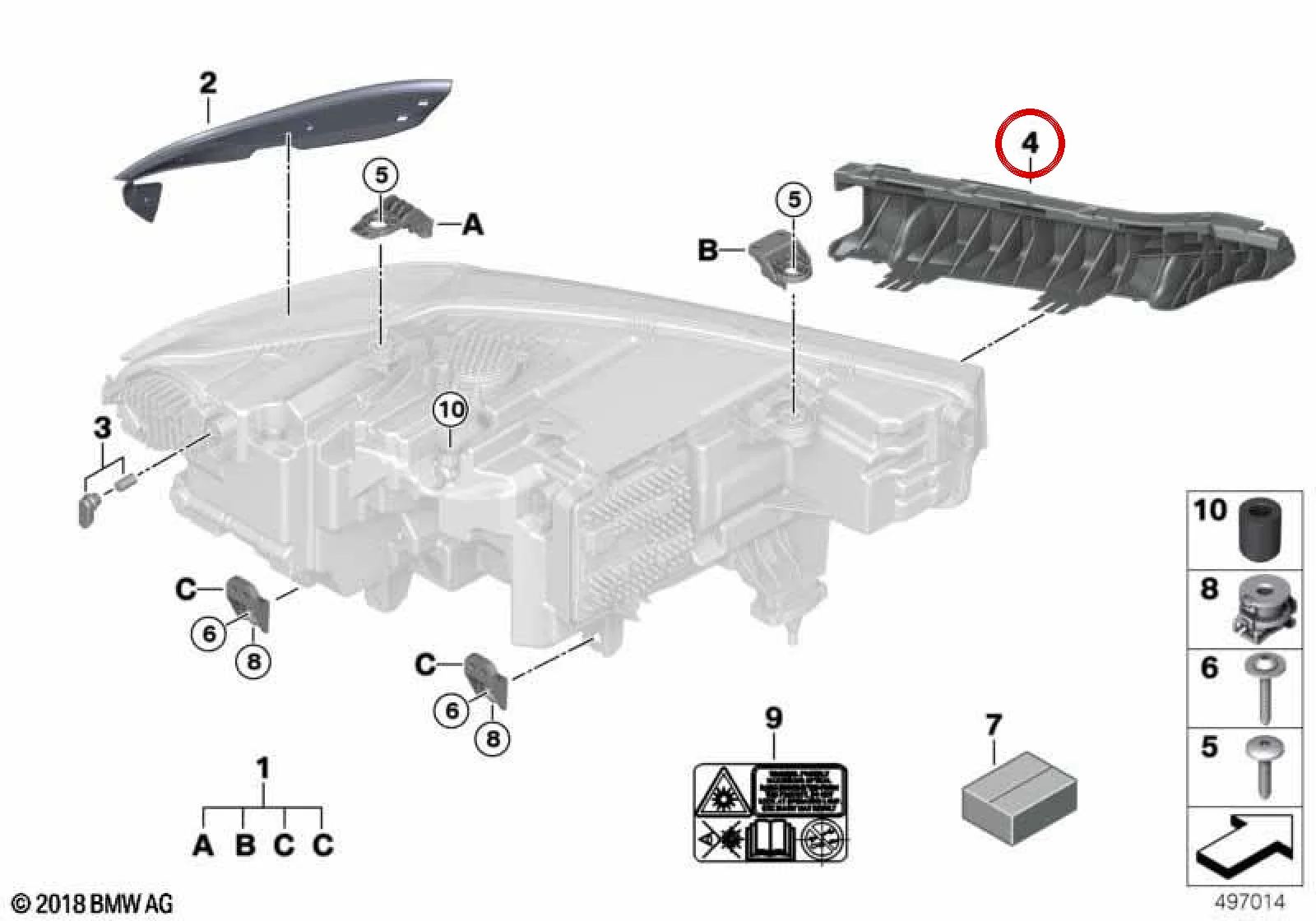 BMW X7 G07 Sağ Far Braketi 63119466172