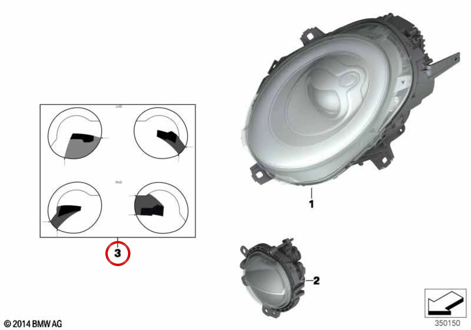 BMW MINI F54 F55 F56 F57 Sağdan Direksiyonlu Far Folyo Seti 63120040580
