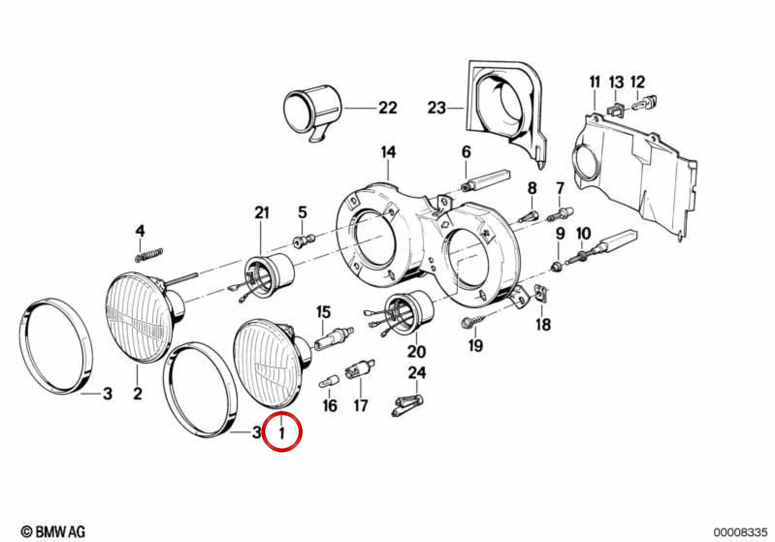 BMW 3 Serisi E30 Sol Far Ünitesi 63121370909