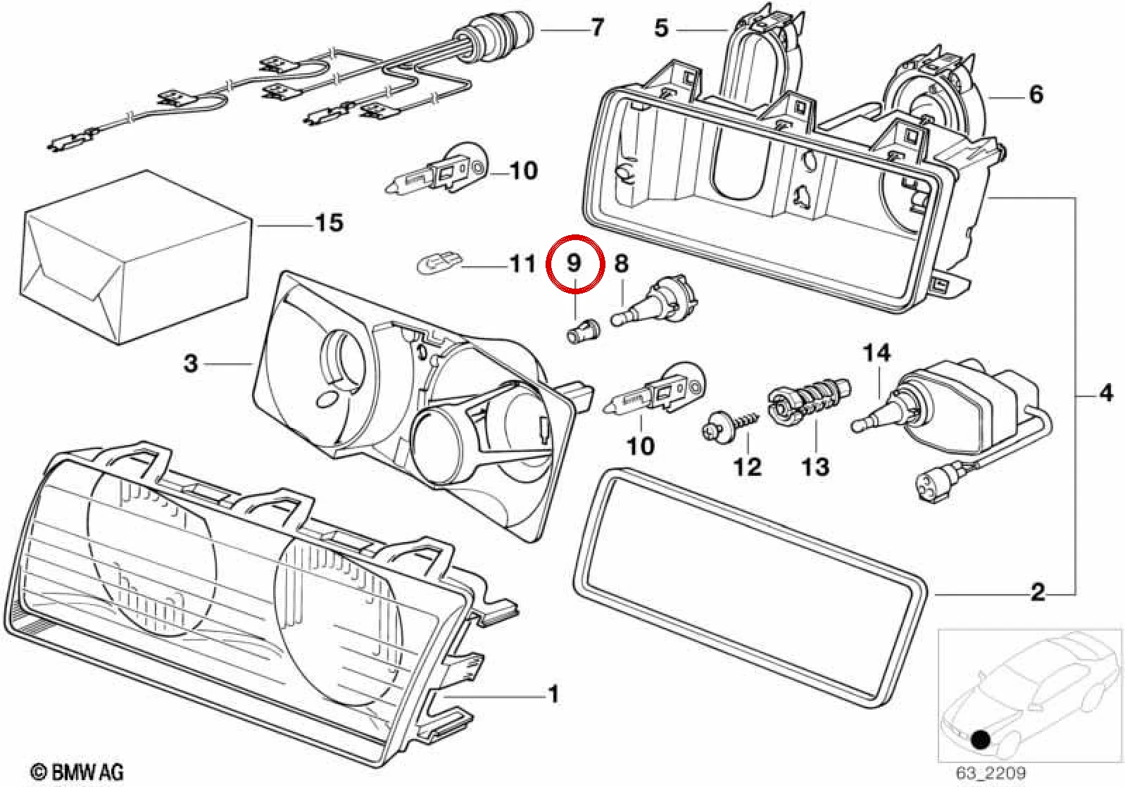 BMW 3 Serisi E36 Sis Farı Duy Tutucusu 63121387302