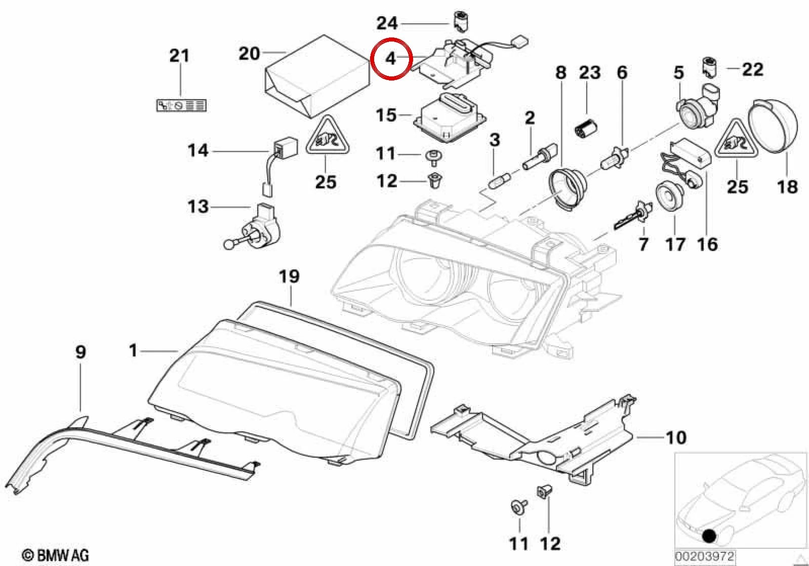 BMW 3 Serisi E46 Sol Xenon Kontrol Ünitesi Braketi 63126920165