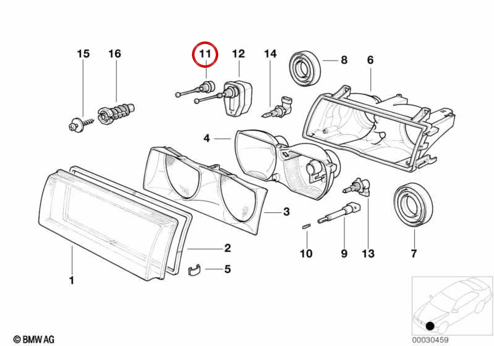 BMW 3 Serisi E36 Far Tutucu Braketi 63128361104