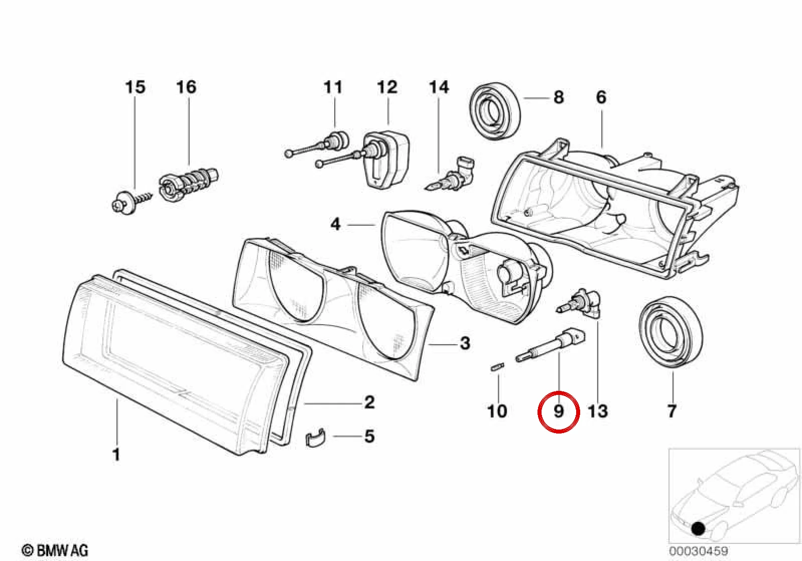 BMW 3 Serisi E36 Far Ampul Duyu 63128361903