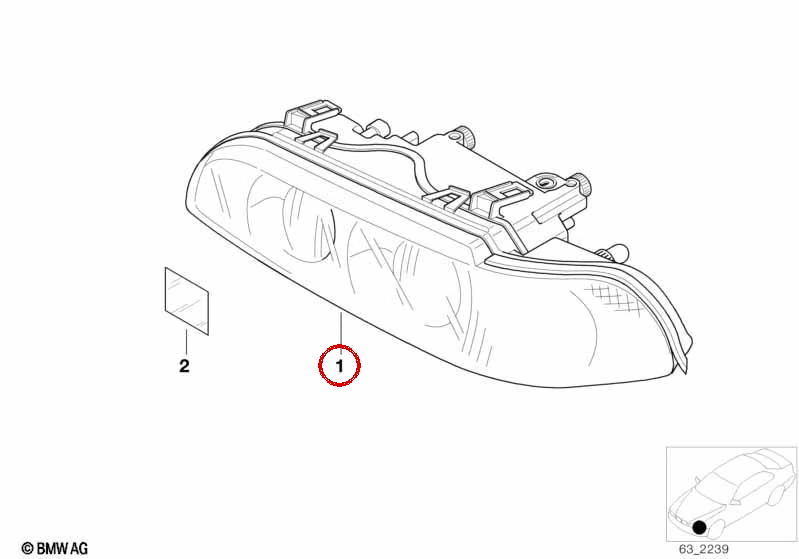 BMW 5 Serisi E39 Sağ Ön Far Komple 63128372754