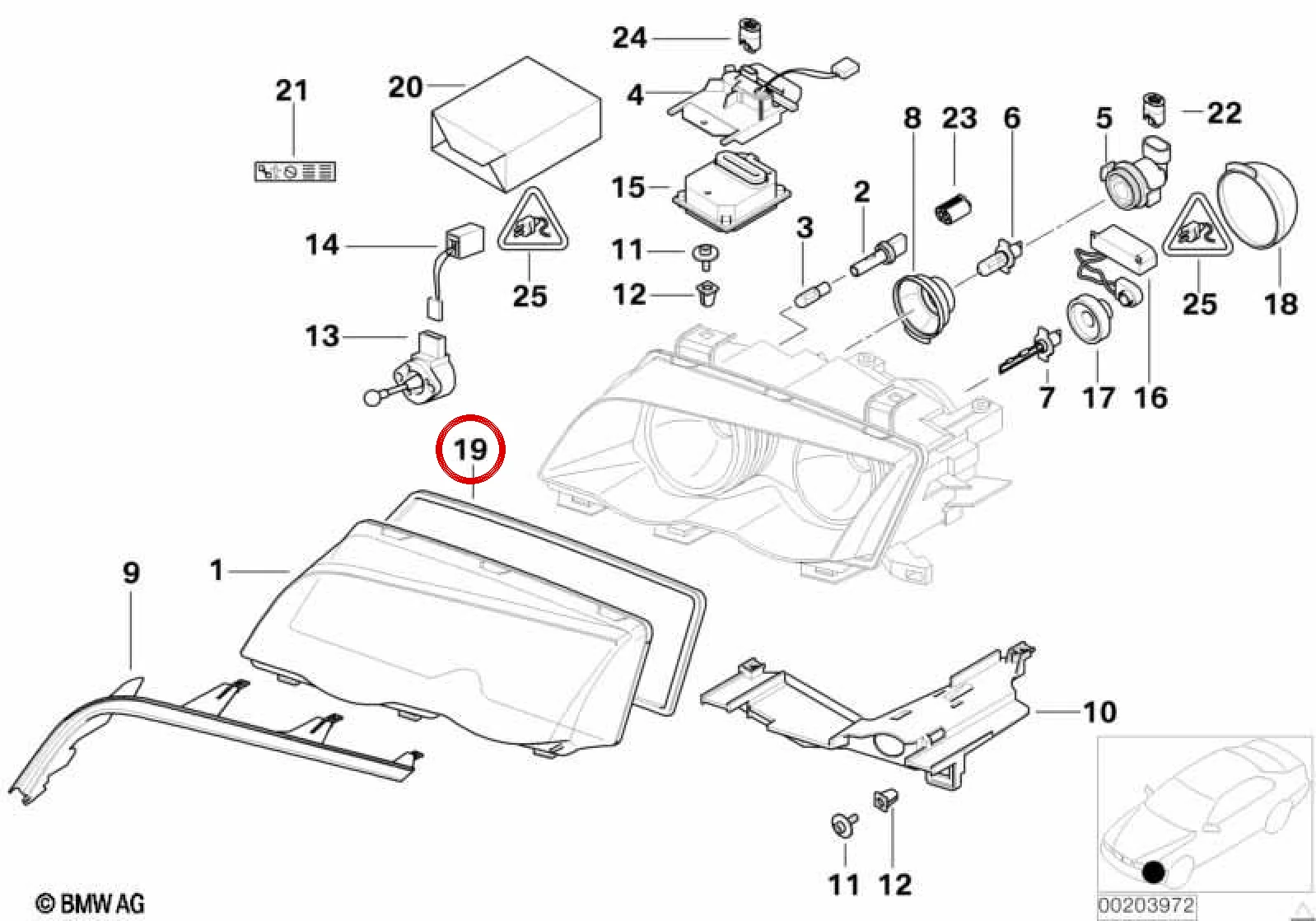BMW 3 Serisi E46 Ön Far Contası 63128380210