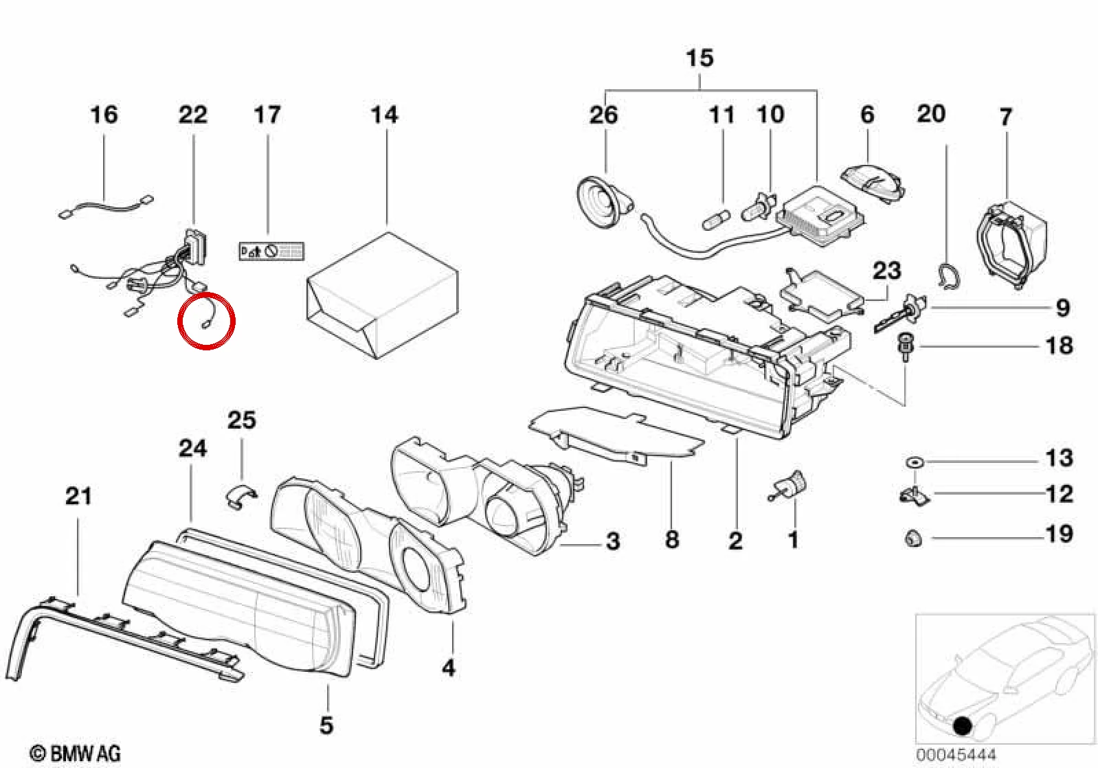 BMW 7 Serisi E38 Sağ Far Lens Tutucusu 63128381456