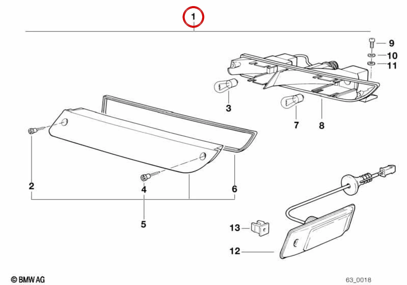 BMW 3 Serisi E30 Ön Sol Sinyal Lambası 63132290341