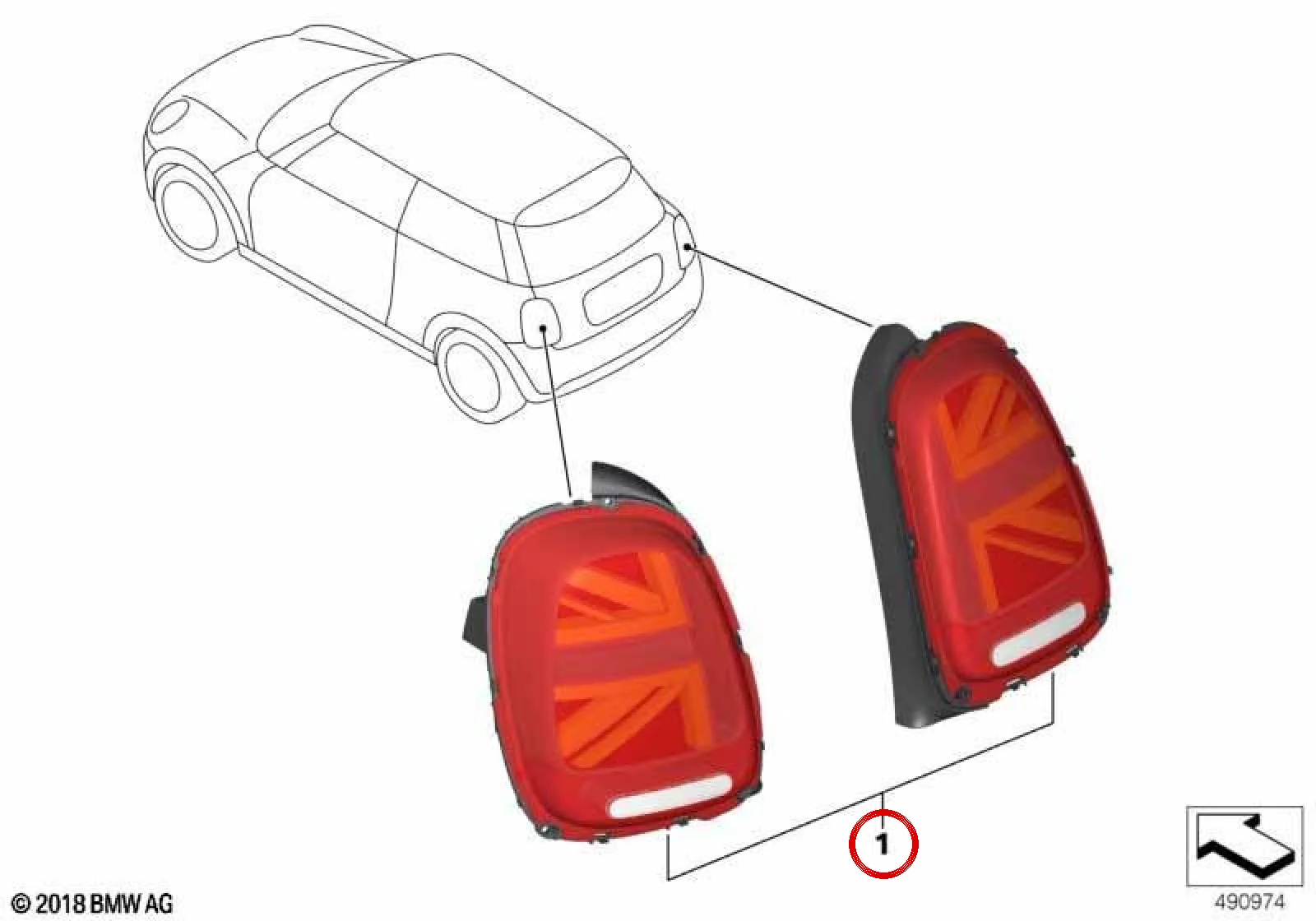 BMW MINI F55 F56 F57 Union Jack LED Arka Stop Lambası Seti 63132462095