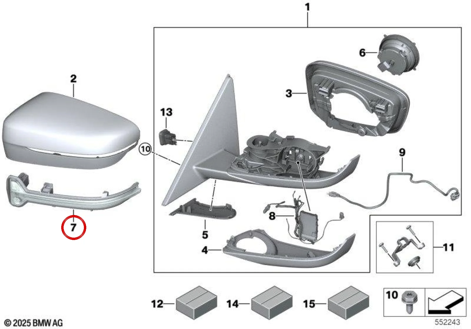 BMW G20 G21 G22 G23… Sol Ayna Sinyal Lambası 63137498161