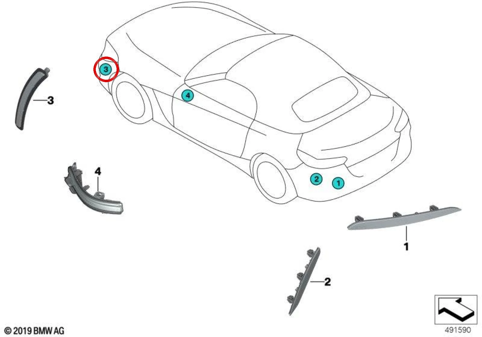 BMW Z4 G29 Sol Yan Park Lambası 63147456341