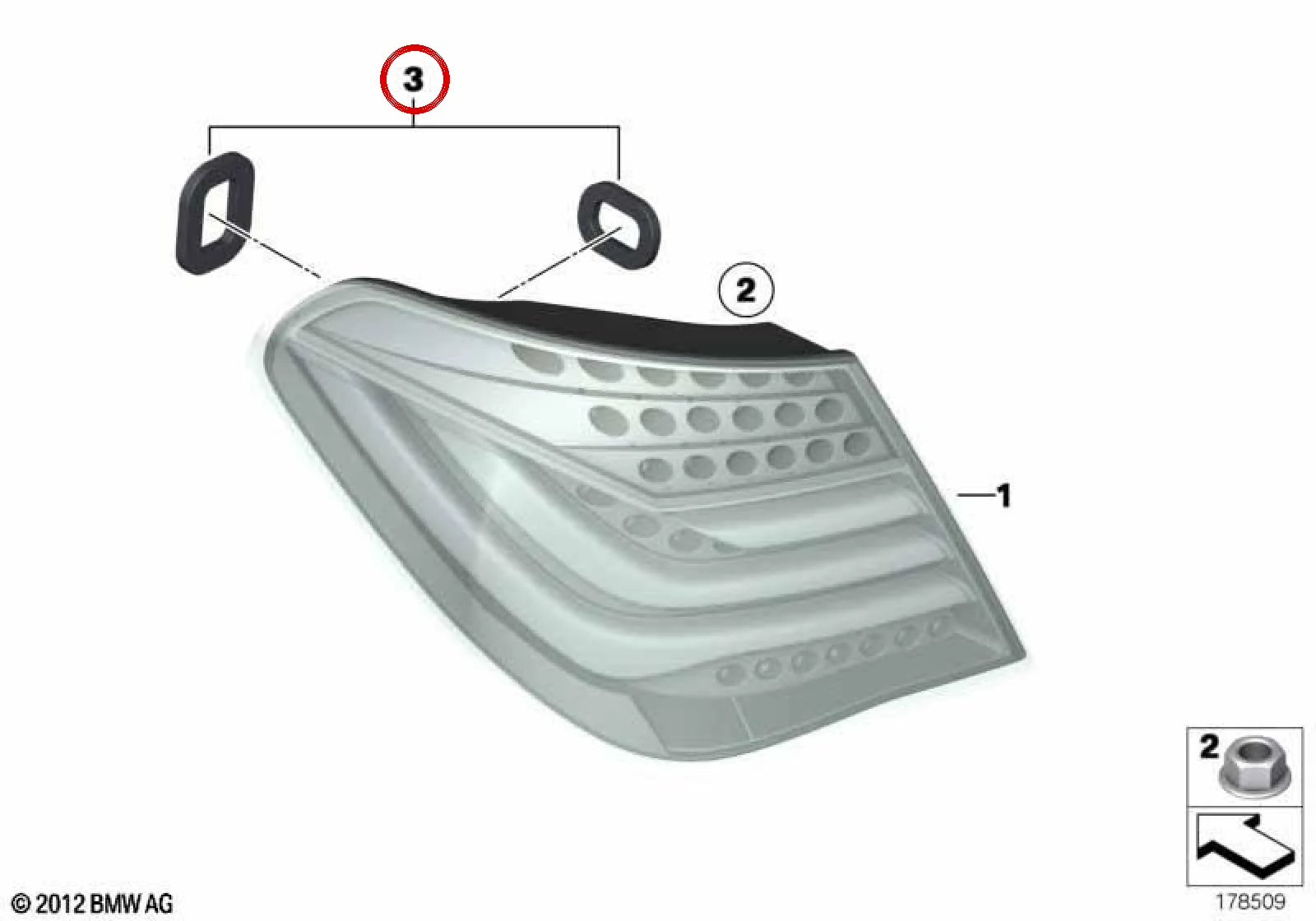 BMW 7 Serisi F01 F02 F04 Arka Çamurluk Stop Lambası Contası 63217225239