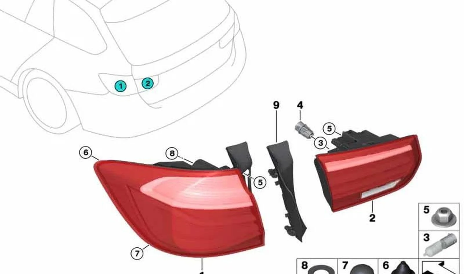 BMW 3 Serisi F31 Arka Sağ Çamurluk Stop Lambası 63217372210