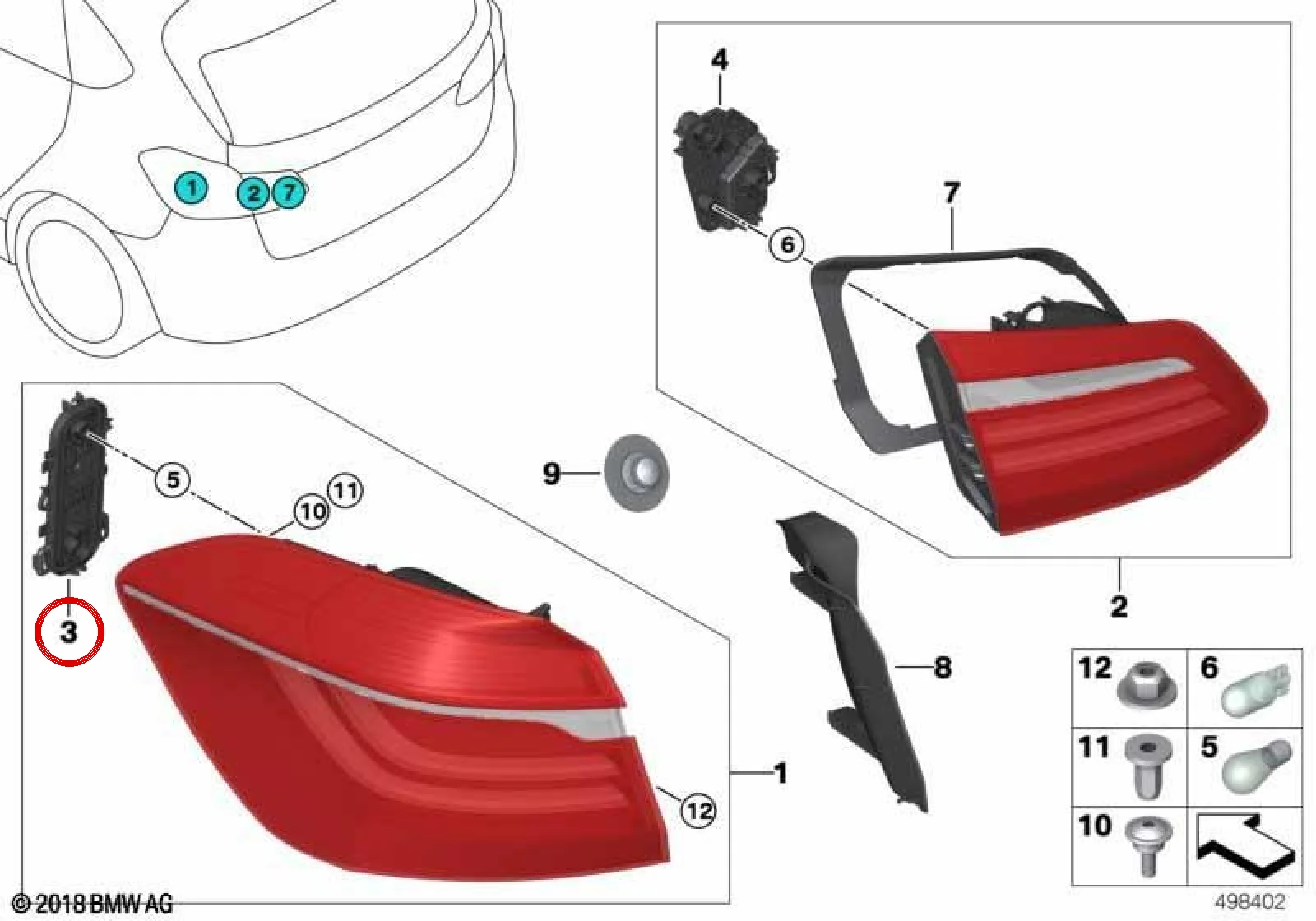 BMW 2 Serisi F46 Çamurluk Stop Lambası Duyu 63217413055