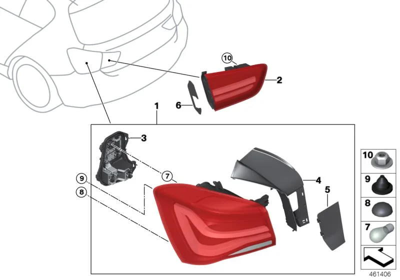 BMW 1 Serisi F20 F21 Arka Lamba Kaplama Trim Seti 63217435200