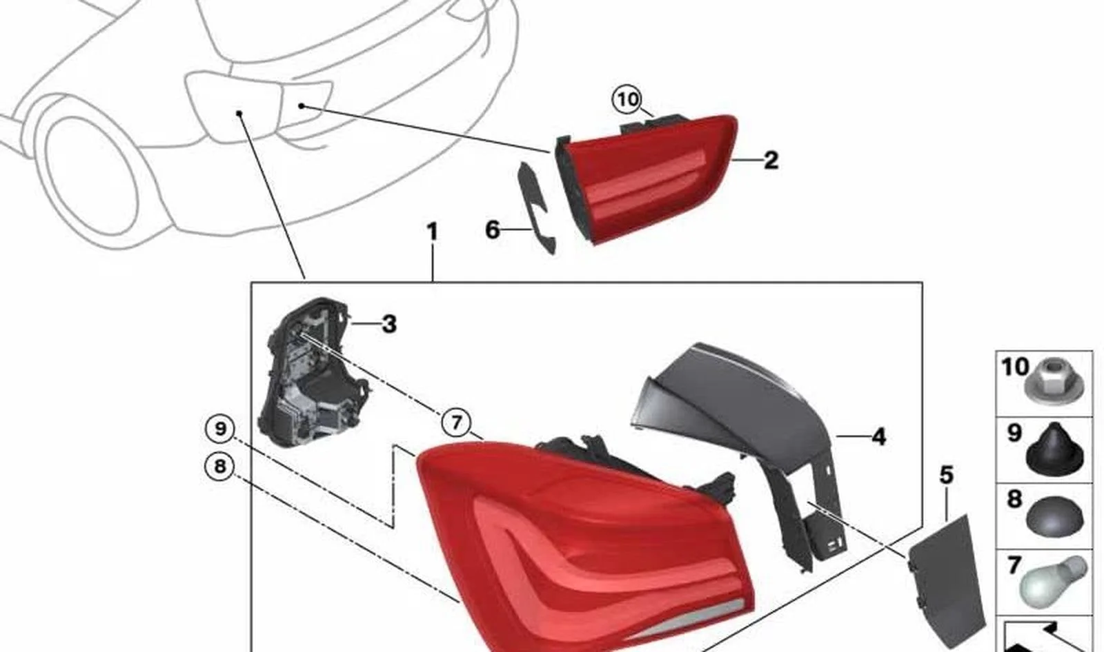BMW 1 Serisi F20 F21 Arka Lamba Kaplama Trim Seti 63217435200
