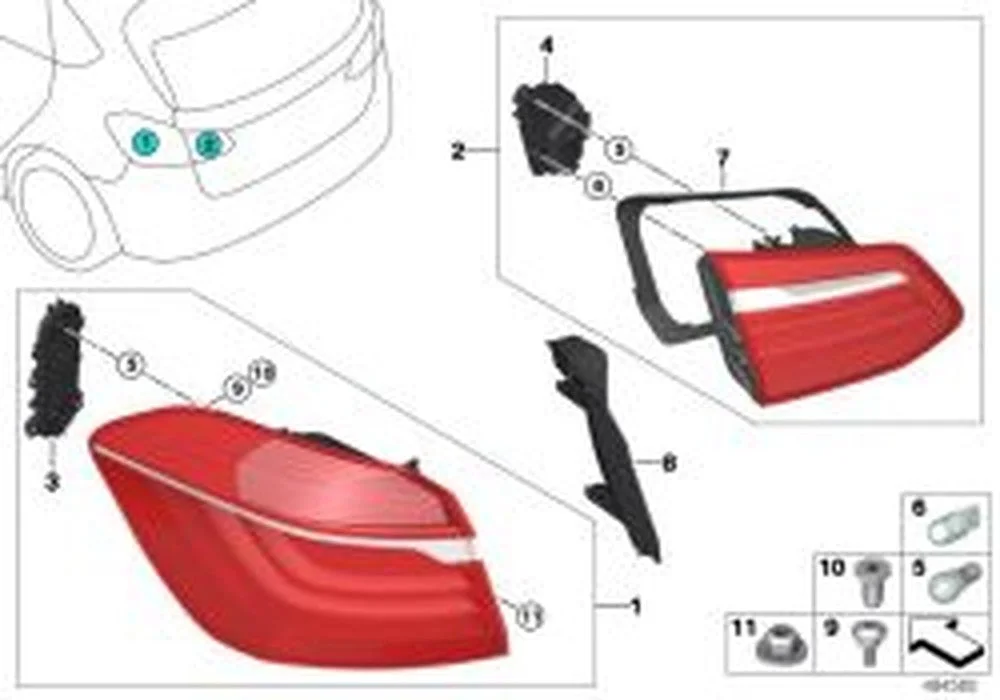 BMW 2 Serisi F46 Arka Sol Çamurluk Stop Lambası 63217461607