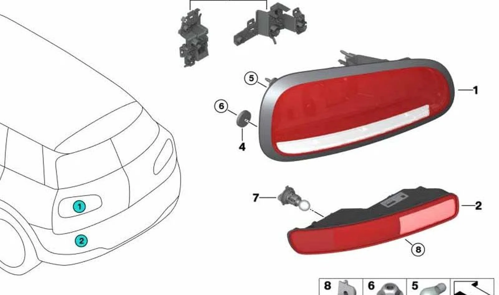 BMW MINI F54 Arka Sol Tampon Lambası 63217484101