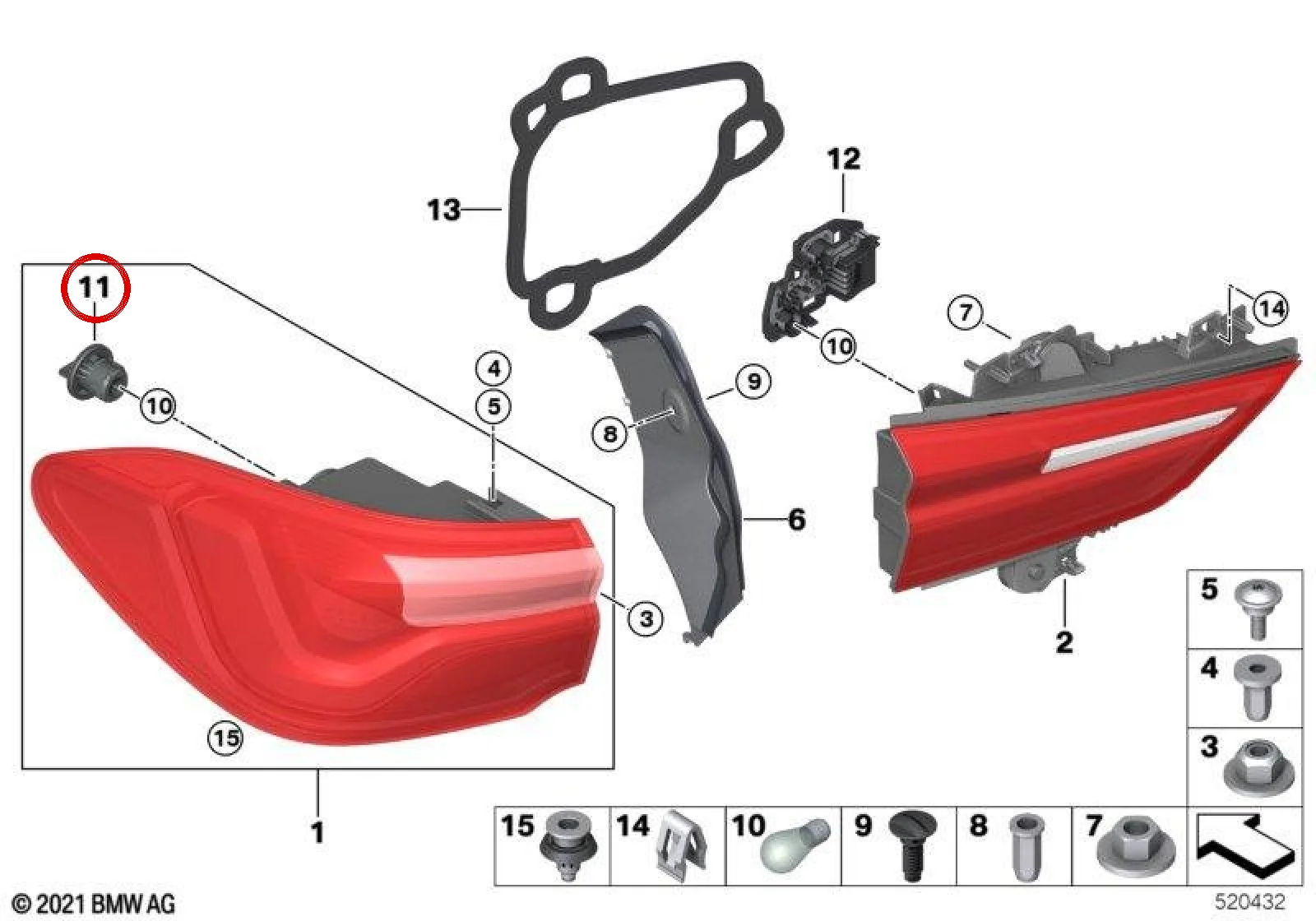 BMW X2 F39 Arka Lamba Duy Tablası 63217489475