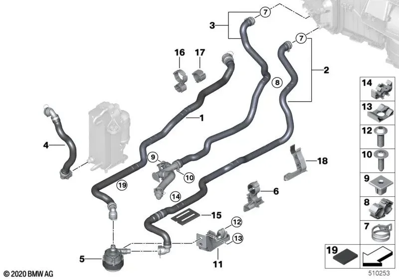 BMW G30 G31 G32 Soğutma Sıvısı Gidiş Hortumu 48V 64217950168