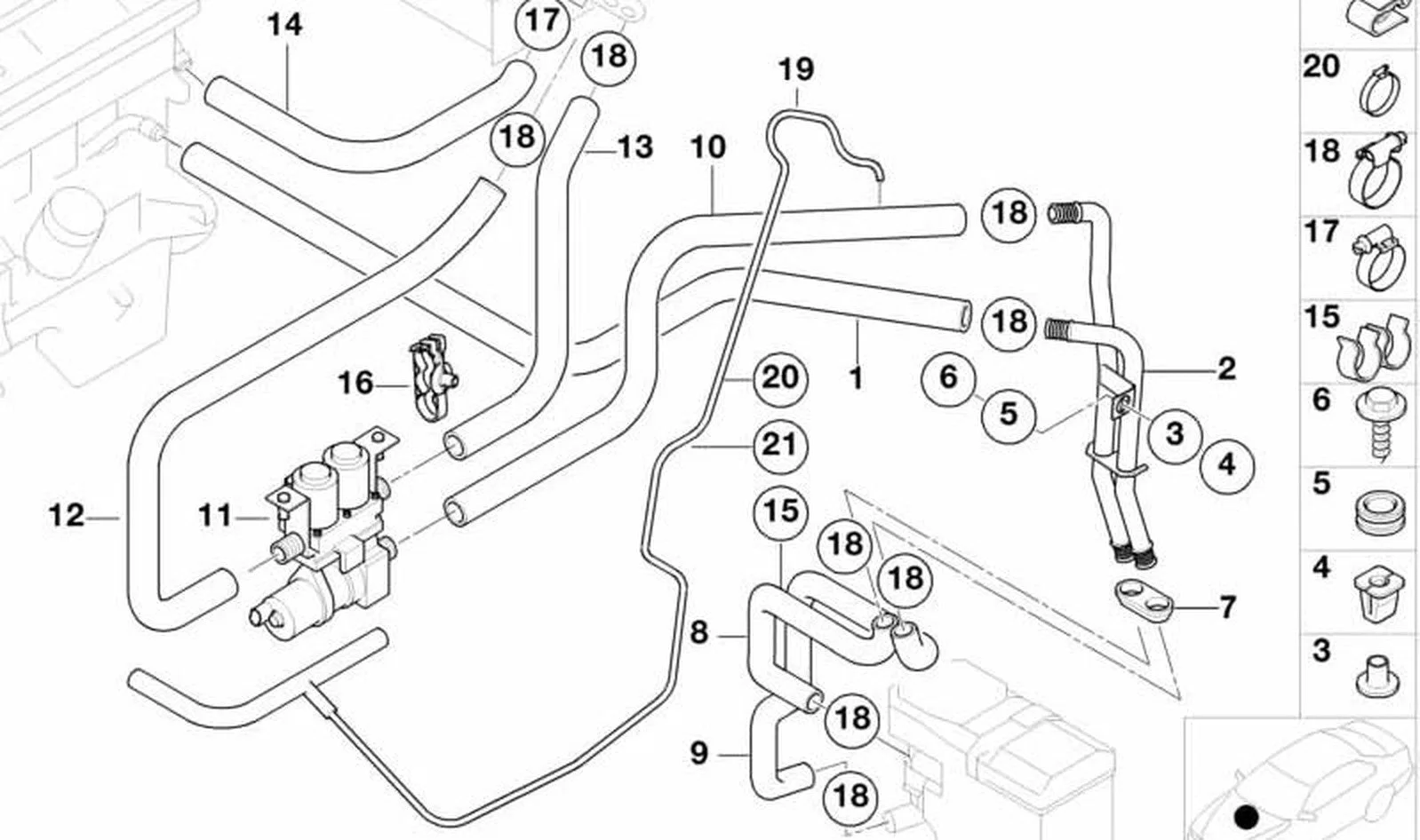 BMW 5 Serisi E39 Ek Isıtma Çift Hortumu 64218383018
