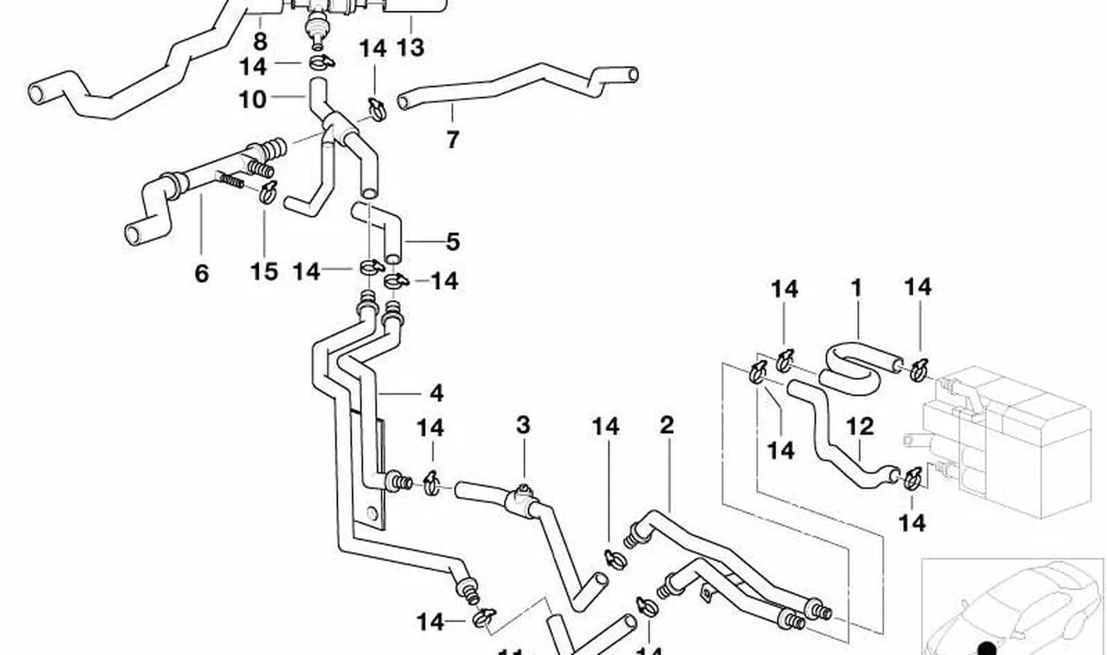 BMW 5 Serisi E39 Su Valfi Motor Hortumu 64218383222