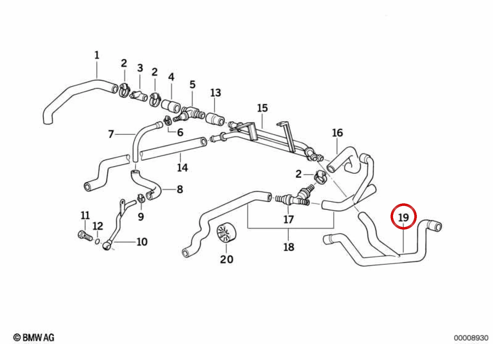 BMW 5 Serisi E34 Kalorifer Besleme Hortumu 64218390056