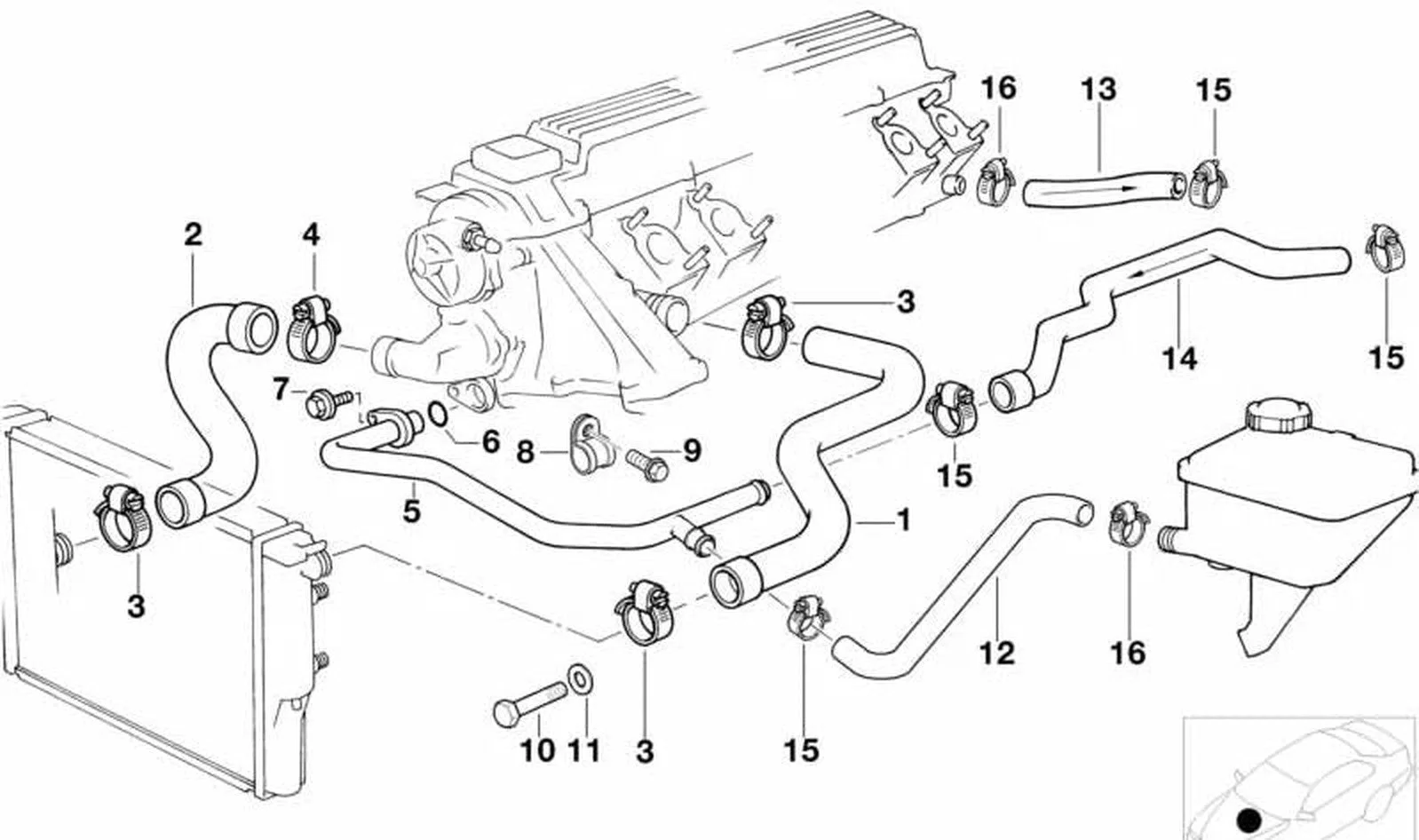 BMW E38 E39 Ek Su Pompalı Sirkülasyon Hortumu 64218391007