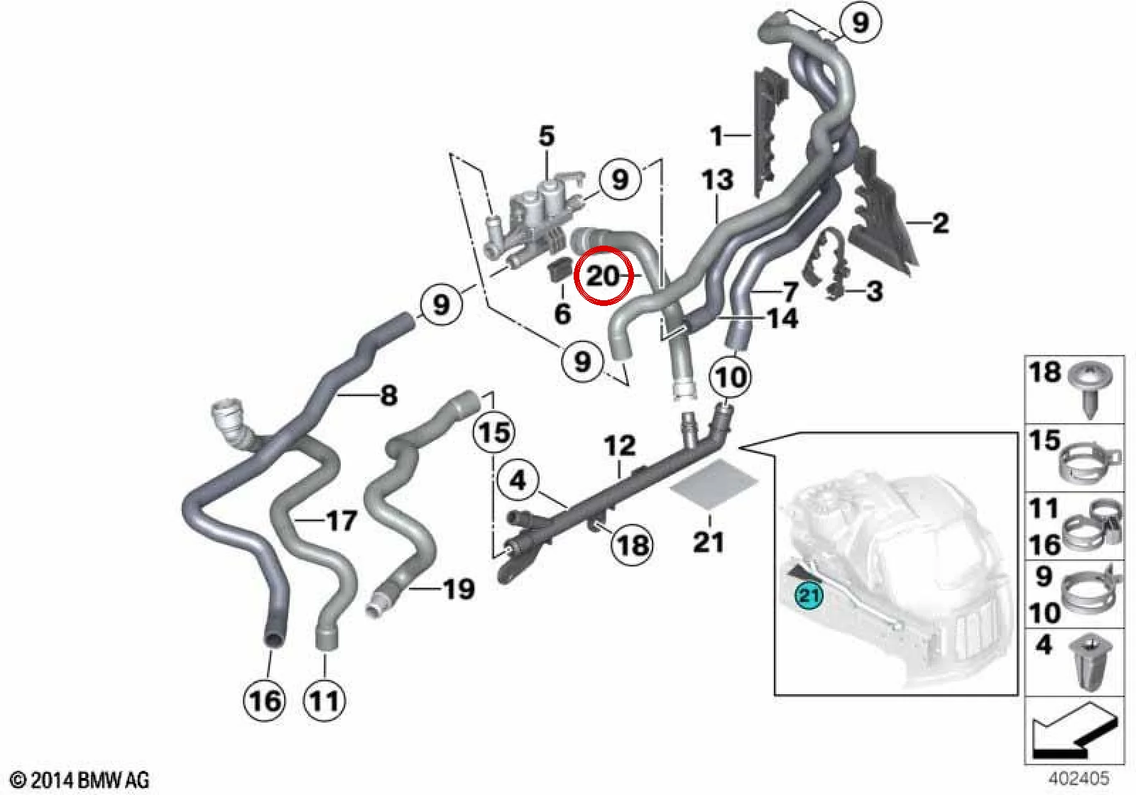 BMW 5 Serisi F07 F10 F11 Soğutma Hattı Dönüş Hortumu 64219193866