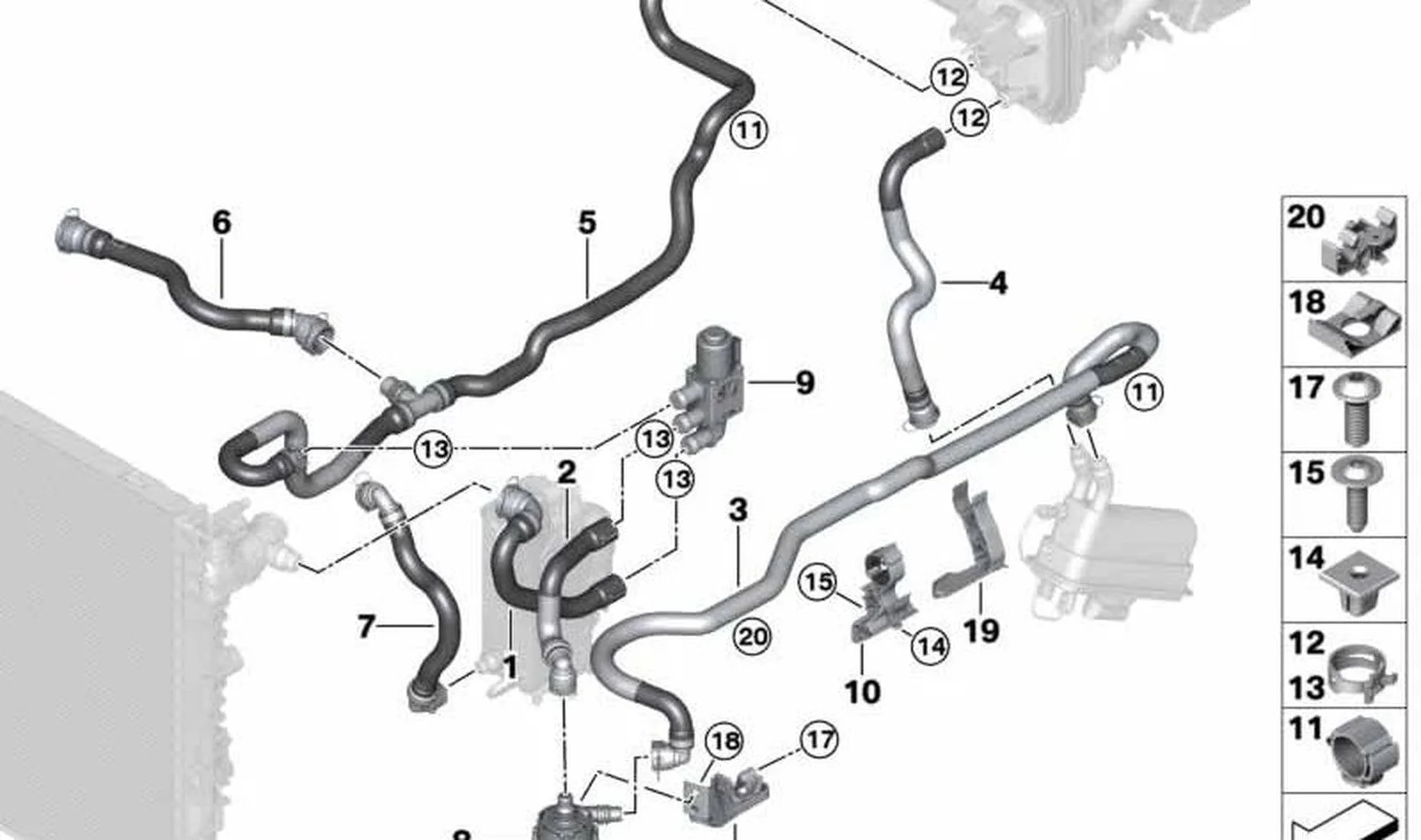 BMW G11 G12 G30 G38 Elektrikli Isıtıcı Eşanjör Borusu 64219299629