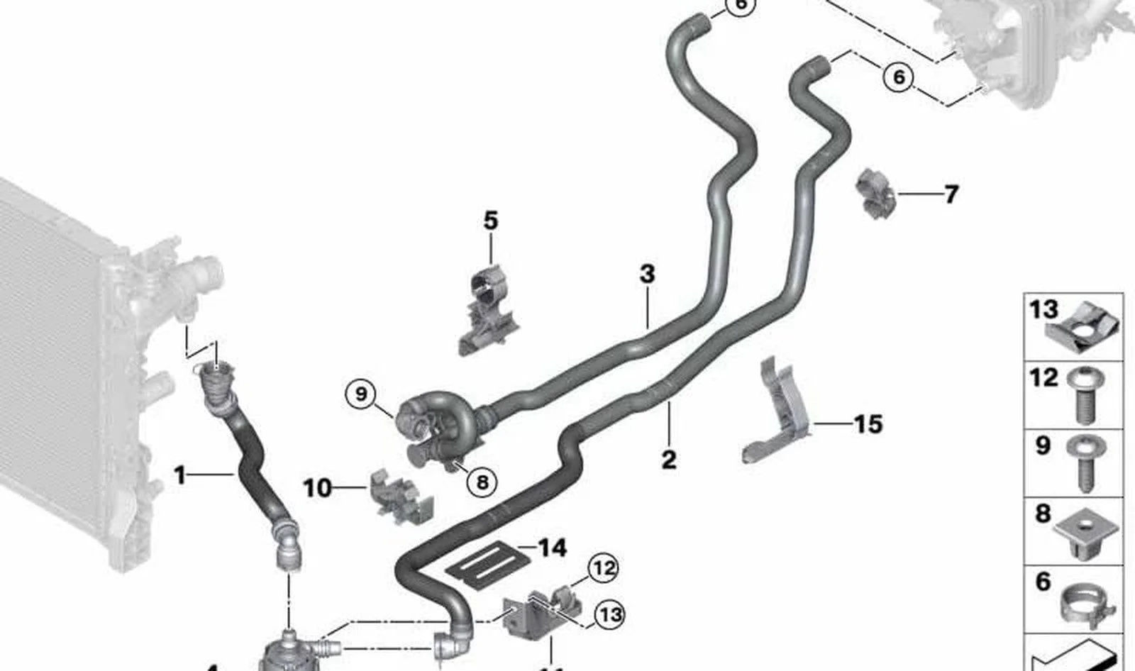 BMW G14 G15 G30 G31 Ön Soğutma Suyu Hortumu 64219345338