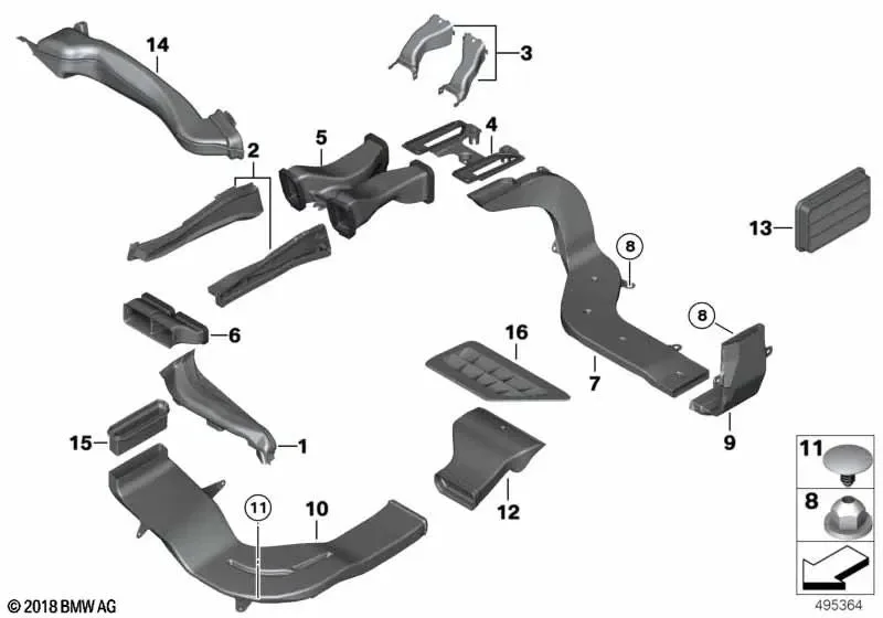 BMW F01 F02 F06 F07… Yolcu Ayak Bölgesi Hava Kanalı 64229112177