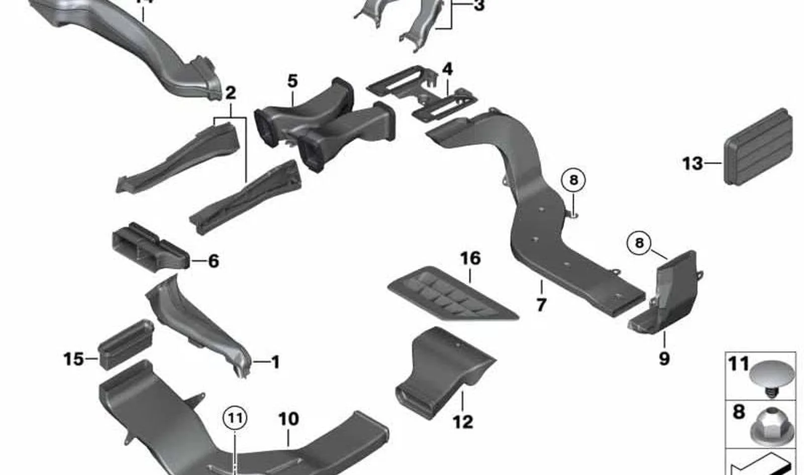 BMW F01 F02 F06 F07… Arka Sol Havalandırma Kanalı 64229114587
