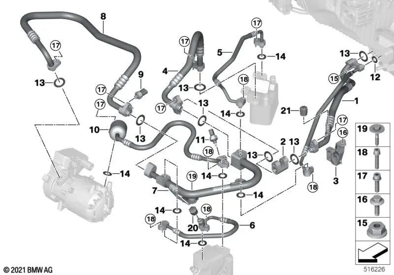 BMW 5 Serisi F07 F10 F11 Klima Kompresörü Basınç Hattı 64509474788