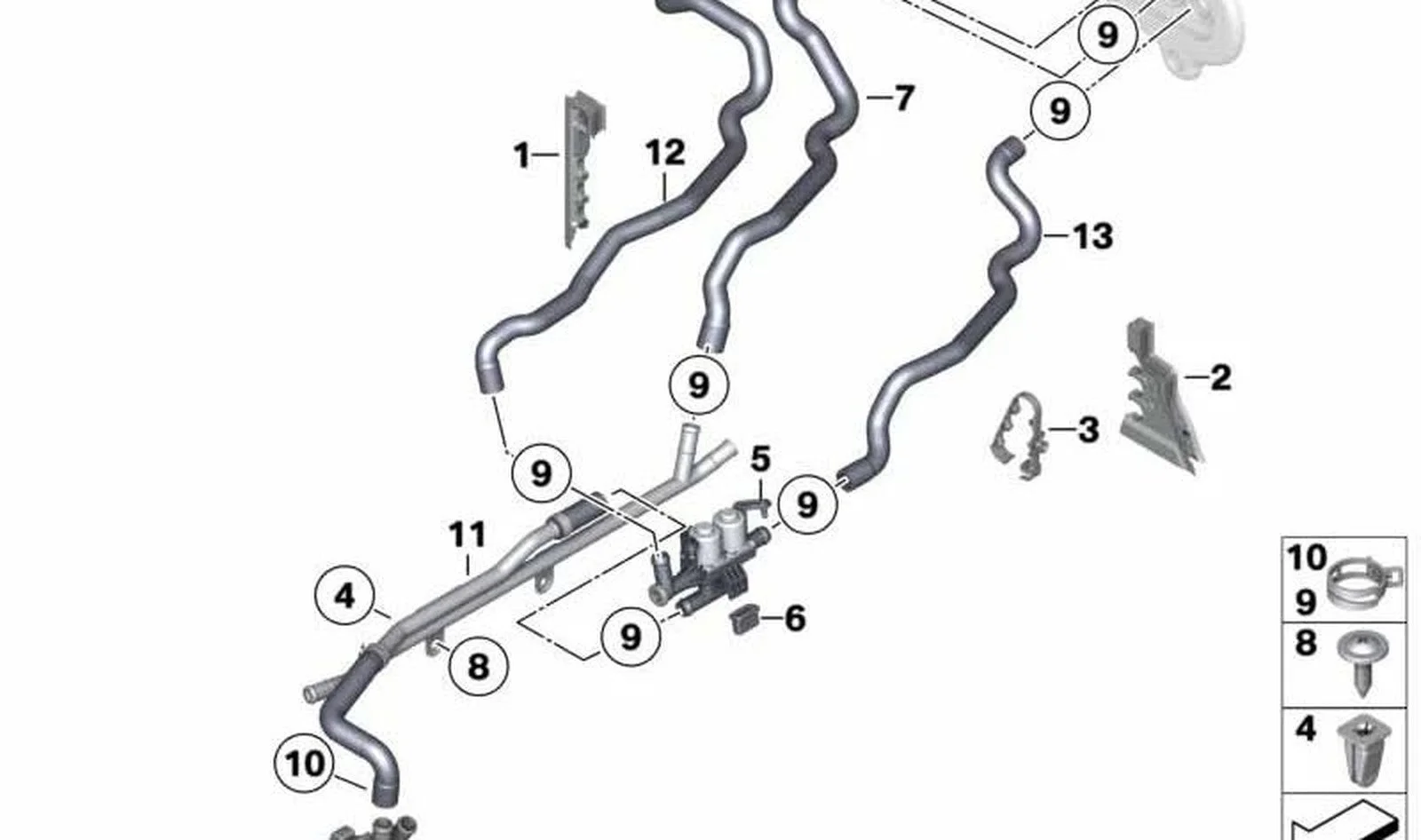 BMW F01 F02 F07 F10… Isıtma Devresi Dönüş Hortumu 64539119167