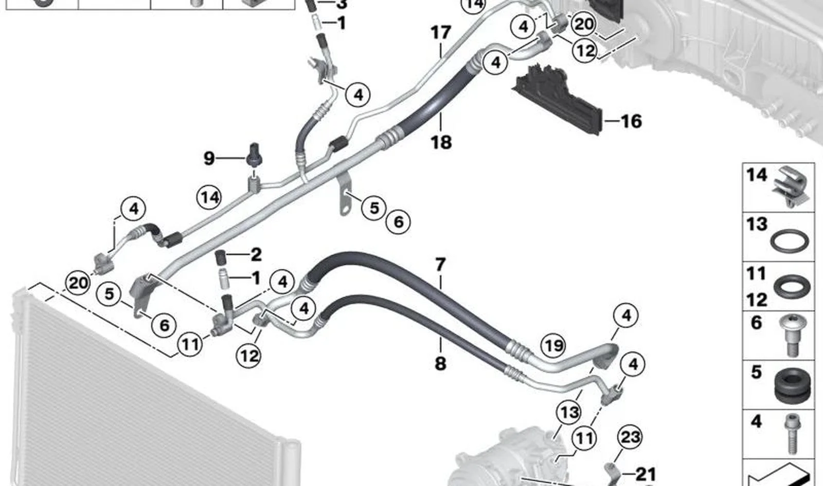 BMW F01 F02 F04 F06… Klima Hattı Alt Bağlantı Parçası 64539119426