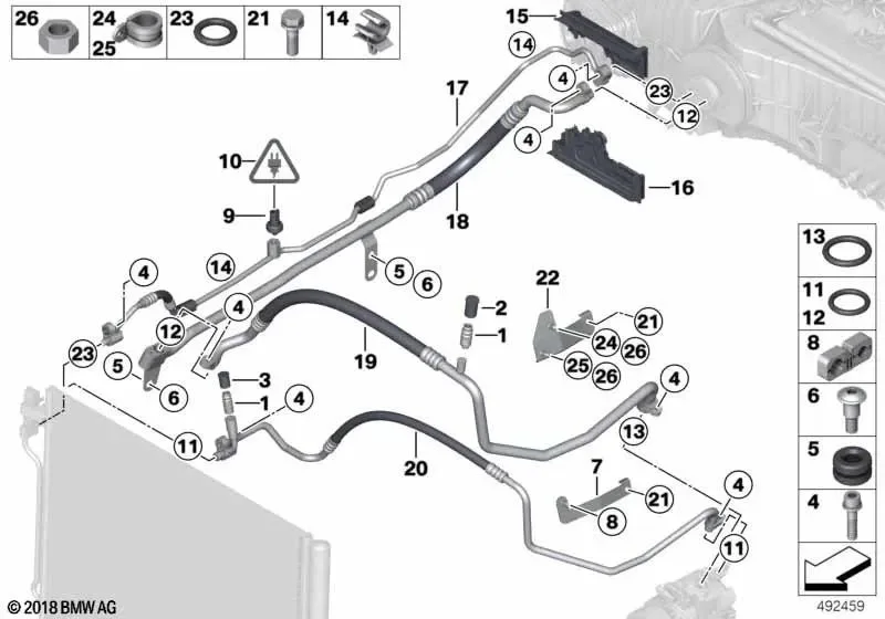 BMW 5 Serisi F07 F10 F11 Klima Soğutucu Emme Borusu 64539253594