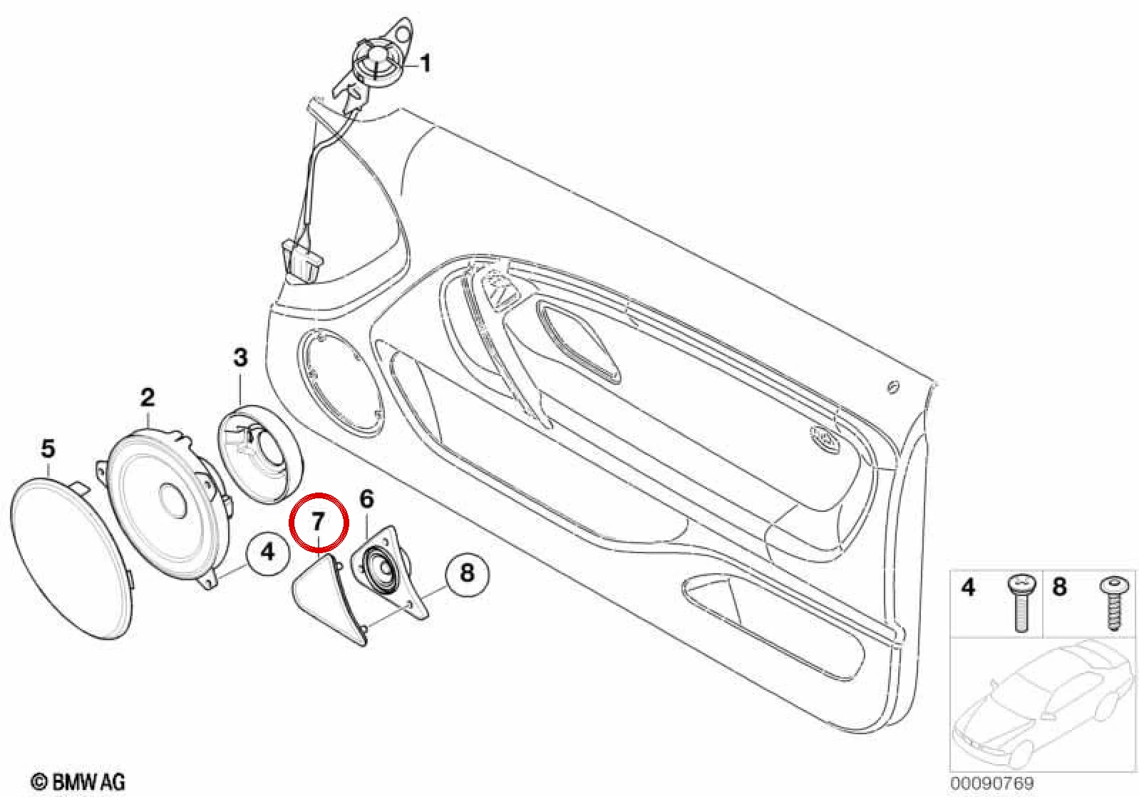 BMW 3 Serisi E46 Sol Ön Kapı Hoparlör Izgarası 65136902297